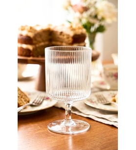 Atbyhome Çizgili Ayaklı Meşrubat ve Dondurma Bardağı 250 ml - Kadeh Tatlı Kupu