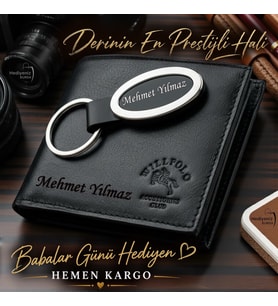 Hızlı Kargo İsme Özel Hakiki Deri Erkek Cüzdan ve Anahtarlık Hediye Seti, Sevgiliye, Eşe, Babaya, Arkadaşa Kişiye Özel Hediye