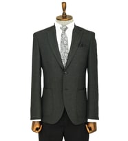 Kendinden Desenli Slim Fit Sivri Yaka Antrasit Erkek Ceket - Wessi (Füme)