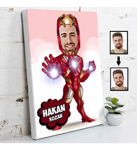 Demir Adam Karikatürlü Kanvas Tablo