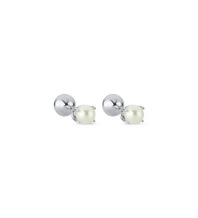 İkili Tragus Doğal İnci Çift Taraflı  Piercing (Beyaz)