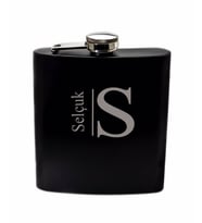 Kişiye Özel İsimli ve Harfli Siyah Renkli Paslanmaz Çelik Matara / 6 OZ