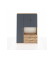 Arges Dolap 6 Raflı 3 Çekmeceli 3 Kapaklı 132x30x195 Çam-Antrasit/Çam