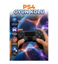 PS4 Uyumlu Kablosuz Oyun Kolu Titreşimli Çift Motorlu Siyah Gamepad