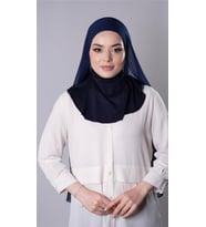 Lacivert Pratik Hazır Geçmeli Şal Şifon Kumaş Hijab Bone 3009_02