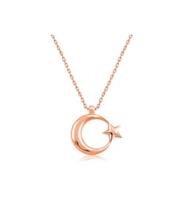 Gümüş Rose Ay Yıldız Kadın Kolye CSR2182902