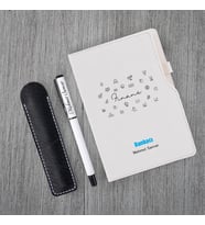 Kişiye Özel Bankacı Temalı Beyaz Defter & Beyaz  Roller Kalem