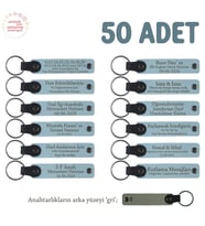 Gök Mavi & Gri, Yeni Doğan Hatırası, Bebeğinizin Ve Annenin İsmine Özel 50'li Anı Anahtarlığı Set (Gök Mavisi)