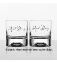 Kişiye Özel İmzalı İkili Viski Bardağı Makinede Yıkanabilir Baskı