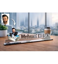 Kişiye Özel Memur Karikatürlü 30 cm Ayna Pleksi Masaüstü İsimlik - Memur Hediyesi İş Arkadaşına ve Meslek Sahibine Hediye