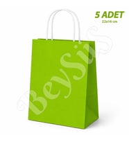 22x16 cm Hediyelik Kağıt Çanta Yeşil 5 Adet