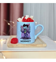 Joker Tasarımlı Kişiye Özel Mavi Türk Kahvesi Fincan