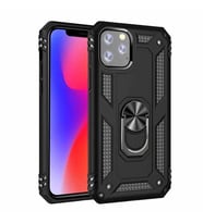 Apple iPhone 11 Pro Uyumlu Kılıf Standlı Manyetik Yüzüklü Military Magnetic Ring Polycarbonate and TPU Case (Siyah)