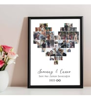 Kişiye Özel 23 Fotoğraflı Kalp Tasarımlı MDF Tablo
