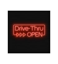 Drive-Thru OPEN Yazılı Neon Tabela