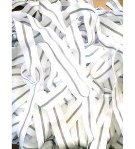 Lastik Beyaz gri çizgili 28mm  5mt  Şort, Paça,kol Ve Don Lastiği 1 Paket 5 Mt