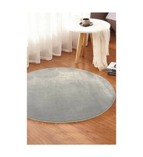 Yuvarlak Comfort Overloklu Gri Peluş Halı
