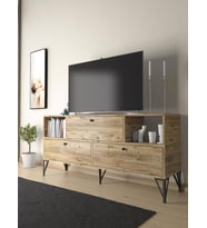 Wood'n Love Mia 160 Cm Metal Ayaklı Tv Ünitesi - Konsol - Atlantik Çam / Siyah