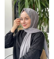 Koyu Gri Sima Medine İpeği Şal