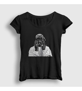 Presmono Kadın Siyah Pray Tupac Shakur T-Shirt 46364tt