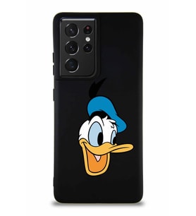 Samsung Galaxy S21 Ultra Soft Premier Kapak Donald Duck-A Tasarımlı Silikon Kılıf - Siyah (Şeffaf)