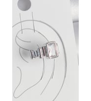 Pirinç Gümüş Renk Kare Zirkon Taşlı Kadın Kıkırdak Model Küpe TJ-BKP10560
