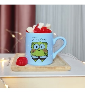 Sünger Bob Tasarımlı Kişiye Özel Mavi Türk Kahvesi Fincanı
