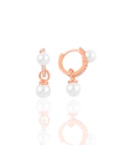 Söğütlü Silver Gümüş rose zirkon taşlı inci sallantılı halka küpe