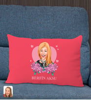 BK Gift Kişiye Özel Anneler Günü Karikatürlü Premium Kumaş Kırmızı Dikdörtgen Kırlent Yastık, Anneler Günü Hediyesi, Ev Dekorasyonu-2