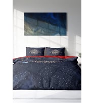 Yılbaşı Çift Kişilik Nevresim ( Lastikli Çarşaflı ) %100 Pamuk Saten Blue NY