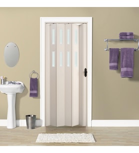 Faran Dekorasyon 102 x 215 Beyaz Renk Camlı Pvc Akordiyon Katlanır Kapı - FRNAKMODEL-48