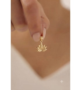 Orjinal 14 Ayar Sertifikalı Altın Minimalist Lotus Altın Kolye Ucu