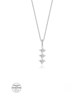 SWAROVSKİ TAŞLI  ZİRCONİA PIRLANTA MONTÜR ÜÇLÜ BAGET 925 AYAR GÜMÜŞ KOLYE