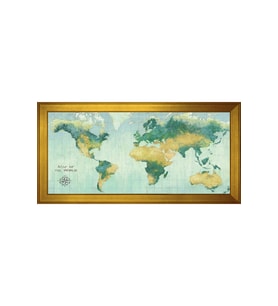 Harita Temalı Kanvas Tablo 80 x 110 cm Gold Çerçeve