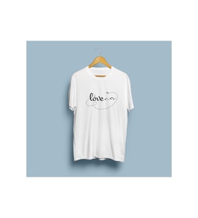 Oversize Love Yazı Baskısı Unisex T-shirt (Beyaz)