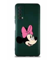 Huawei Y7A Soft Premier Kapak Minnie Mouse-A Tasarımlı Silikon Kılıf - Yeşil (Şeffaf)