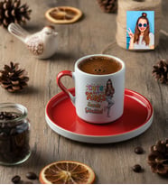 Kişiye Özel Karikatürlü Cute But Aires Koç Burcu Türk Kahvesi Fincanı Doğum Günü Hediyesi