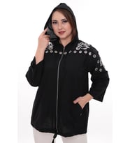 Büyük Beden %100 Cotton Kapüşonlu Hırka – Rahat ve Şık Tasarım - 44462