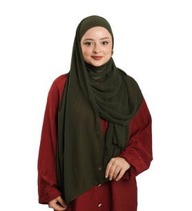 Haki Pratik Hazır Geçmeli Bone Şal Şifon Düz 2506_09