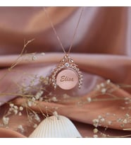 Kuşlu Zirkon Taşlı İsim Yazılabilir Rose Gold Kaplama Gümüş Kolye