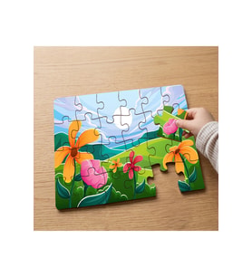 Rengarenk Çiçekler Tasarımlı 24 Parça Ahşap Çocuk Puzzle MPK0865