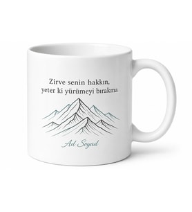 Dağ Zirvesi Çizimli Hedefine Ulaşanlara Zirve Temalı Kupa Bardak Hediye