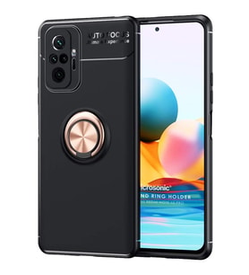 Microsonic Xiaomi Redmi Note 10 Pro Max Kılıf Kickstand Ring Holder Siyah Rose