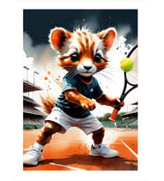 Tenis Oynayan Yavru Aslan Desenli Mdf Tablo
