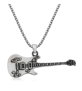 ?Gümüş Elektro Gitar Erkek Kolye