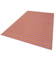 Pudra Pembe Tonlarda Geometrik Kilim Modern Dokuma Salon Kilimi El Yapımı Şıklık Çocuk