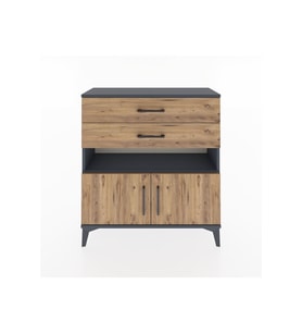 Arges Şifonyer 2 Raflı 2 Çekmeceli 2 Kapaklı 88x30x96 Antrasit-Çam