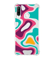 PrintiFy Huawei P30 Lite Uyumlu Köşe Korumalı Renkli Desen Tasarımlı Şeffaf Silikon Kılıf