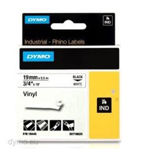 Dymo 18444 RhinoPRO Renkli Vinil 12mmx5,5m Beyaz-Siyah