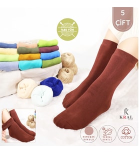 Thermo Özellikli 2X Korumalı Kadın Termal Renkli Kışlık Yün Havlu Çorap (Model 1)